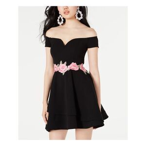 B DARLIN Womens Fit + Flare Short Dress Black Sleeveless Evening Juniors 7\8